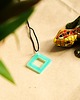 wisiory Turkusowy wisiorek kółko i romb świecące w ciemności i UV handmade 5,6 cm 4