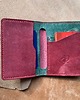 portfele męskie Czerwony portfel ze skóry na karty ręcznie uszyty. 1