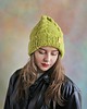 czapki damskie Wełniana czapka z warkoczami LULLABY 100 % alpaka limonka 1