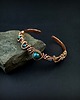 bransoletki wire wrapping Miedziana bransoleta mankietowa z chryzokolą 1