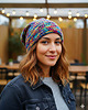 czapki damskie 6928 Wielobarwna Czapka Beanie - Ręcznie Robiona 1