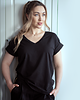 t-shirt damskie Czarna bawełniana koszulka V-neck 1