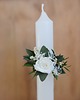 komunia - pozostałe Korsarz komunijny na rękę z białą różą, ozdoba na świecę 1