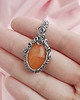 wisiory Naszyjnik Jadeit Pomarańczowy stal chirurgiczna wisiorek handmade wirewrapping 3