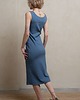 sukienki midi damskie Bawełniana prążkowana sukienka, CELINA DENIM BLUE 8