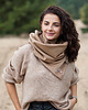 szale damskie Szal wełniany beżowy ze srebrną skórą 5