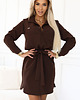 sukienki midi damskie 284-5 CAMILLE Koszulowa sukienka z kieszeniami i wiązaniem - CZEKOLADOWA 4