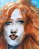 grafiki i ilustracje Portret Syrenka Ariel Akwarela Kobieta Rudowłosa Ruda Bańki Morze 30x42 4
