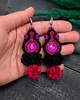 kolczyki soutache Kolczyki sutasz boho z kwiatami czarno fuksjowe eleganckie Arcadia 1