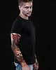 t-shirty męskie Czarny t-shirt męski z tatuażami Zombie Attack 1