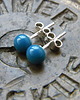 kolczyki wire wrapping Mleczny granat  kropki - sztyfty 2