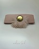 chokery CHOKER różowy ze skóry, skóra naturalna złota broszka futro Glamour 1