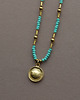 chokery Turkusowo-złoty naszyjnik na lato z muszelką 3