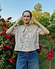 koszule damskie  Koszula z kołnierzem upcyklingowa beżowa w paski z kołnierzem oversize 1