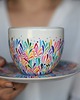 filiżanki Filiżanka ręcznie malowana dla Niej Elegancka Kolorowa Prezent 220ml 4