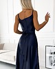 sukienki maxi damskie 512-2 JULIET elegancka długa satynowa suknia z dekoltem - granatowa 4