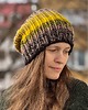 czapki damskie Czapka z merynosa 100% żółto czarny mix 2