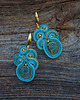 kolczyki soutache Turkus i złoto- kolczyki sutasz z chwostami 7
