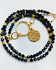 chokery BLACK SPARKLE  Krótki Naszyjnik  SPINEL, czarno złoty naszyjnik z monetą 1
