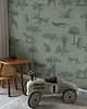 naklejki ścienne do pokoju dziecka Tapeta Vintage Animals Light Mint 1