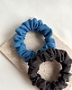 gumki do włosów 2 jedwabne gumki scrunchies Blue Silk & Brown Silk 1