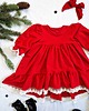 sukienki dla dziewczynki Sukienka Dresowa Czerwona Świąteczna 5