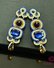 kolczyki soutache Beż, złoto i szafir - kolczyki sutasz 1