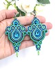 kolczyki soutache Liza kolczyki sutaszowe turkusowo zielone długie z kryształkami 1