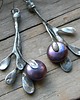 kolczyki wire wrapping Fioletowe perły -  gałązki  - kolczyki 1