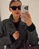płaszcze damskie Długi wełniany smukły zimowy płaszcz CZARNO BIAŁY w jodełkę 100% wełna 2