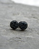 kolczyki wire wrapping 7mm obsydian śnieżny   - sztyfty 3