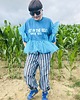 spodnie materiałowe damskie Balloon pants w paski n/b 7
