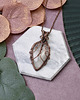 wisiory Miedziany wisiorek wire wrapping z kwarcem z czarnym rutylem #466 2
