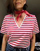 t-shirt damskie T-shirt basic V-NECK COCO w biało-czerwone paski 2