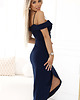sukienki midi damskie 564-7 CALLIE Sukienka midi z odkrytymi ramionami i dekoltem - granatowa 4