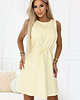 sukienki midi damskie 296-16 VICTORIA Trapezowa sukienka bez rękawów z paskiem - masełkowy żółty 3