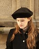 czapki damskie Klasyczny beret z antenką z wełny alpaki czarny 5