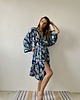 szlafroki damskie Szlafrok narzutka kimono w niebieski wzór 4