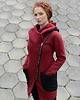 bluza z kapturem damska Bluza damska,płaszcz damski asymetryczny z kapturem kolor bordowy 4