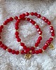 bransoletki na sznurku Świąteczna bransoletka z czerwonych korali z serduszkiem 2