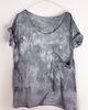 t-shirt damskie Szary t-shirt luźna kieszeń - farbowany 2