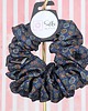 gumki do włosów XL duża gumka do włosów jedwab naturalny scrunchie granatowa wzór 1