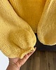 kardigany damskie Ciepły, mięsisty sweter w kolorze żółtym  z bufiastymi rękawami  dekolt V 1