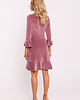 sukienki mini damskie Welurowa sukienka z falbankami - brudny róż(M-825) 1