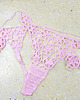 majtki damskie 6359 szydełkowe, koronkowe, ażurowe, różowe stringi. 6