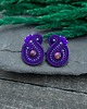 kolczyki soutache Kolczyki sutasz sztyfty fioletowe Mila małe z kulkami jaspisu 2