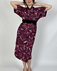 sukienki midi damskie KIMONO / sukienka kopertowa, bordowy print SŁOWIKI 100% wiskoza 3