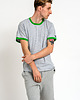 t-shirty męskie T-shirt męski gładki   z zielonym  ściągaczem "BENJAMIN" szary 1