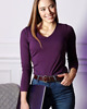 bluzki z długim rękawem damskie Bluzka z długim rękawem Longsleeve  V-neck fioletowy 1