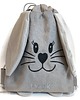 torebki, worki i plecaki dziecięce Worek szary dla przedszkolaka z imieniem zajączek uszy 2